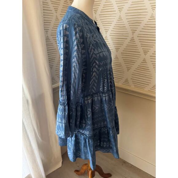 Elan Women’s Small Clara Metallic Bell Sleeve Blue/Silver Mini Dress - Picture 8 of 8